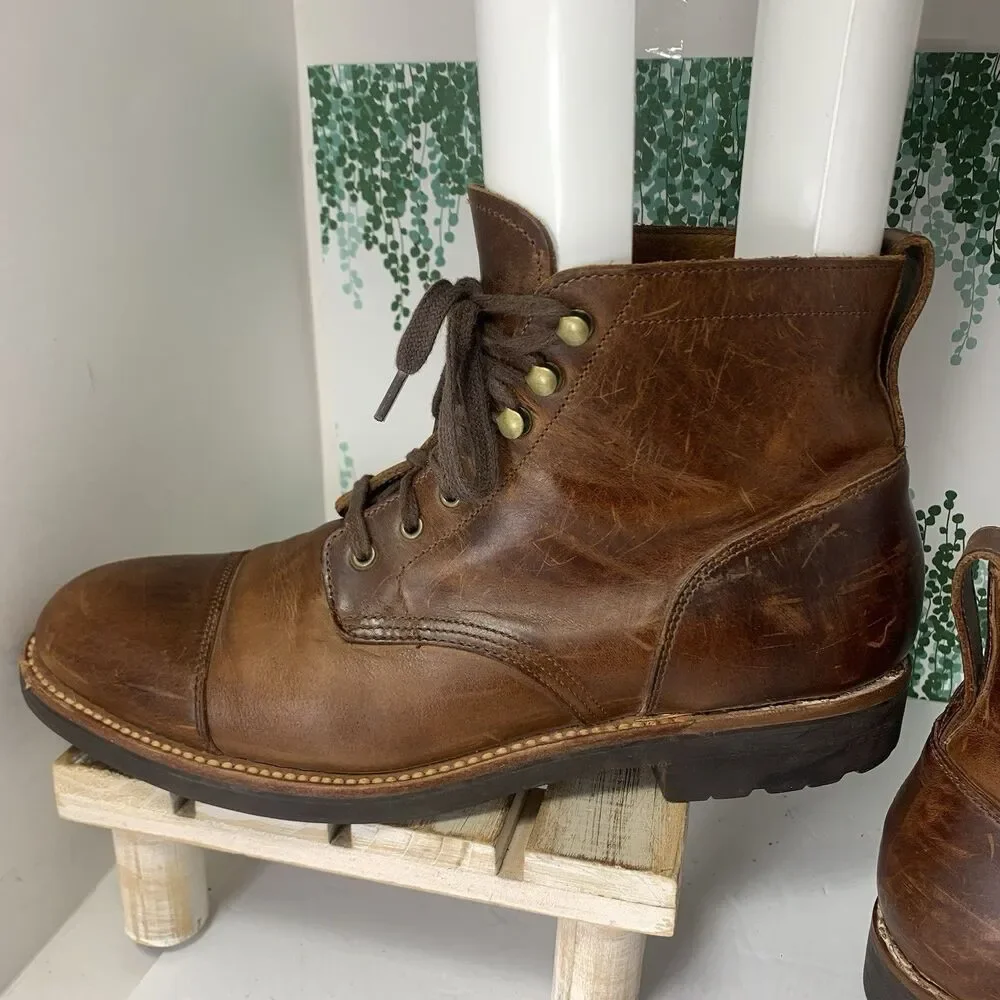 J. Crew Burnished Brown Leather Goodyear F4446 Welt Men’s Boots Size 9